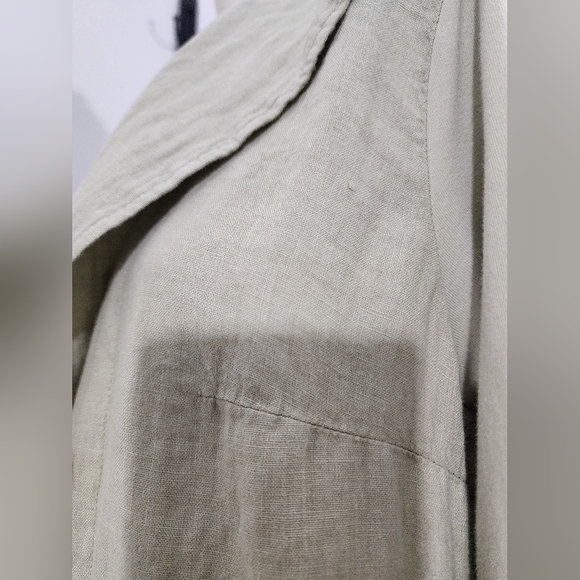 FLAX Linen Jacket Women Small Sage Green Button Front Lagenlook Artsy Minimalist - Picture 7 of 16
